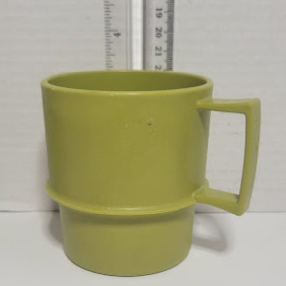 SET OF 3 VINTAGE TUPPERWARE STACKABLE CUPS GREEN/ORANGE - Picture 2 of 5